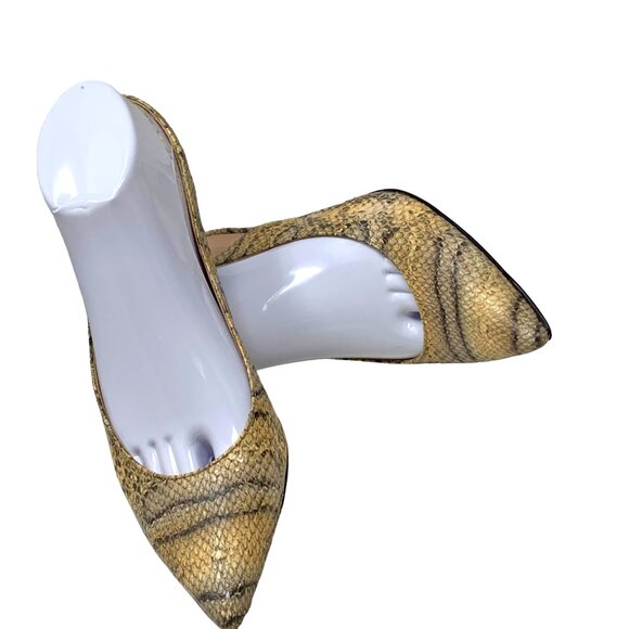 Stuart Weitzman Reptile Embossed Leather Slingback‎ Kitten Heels - Picture 14 of 14